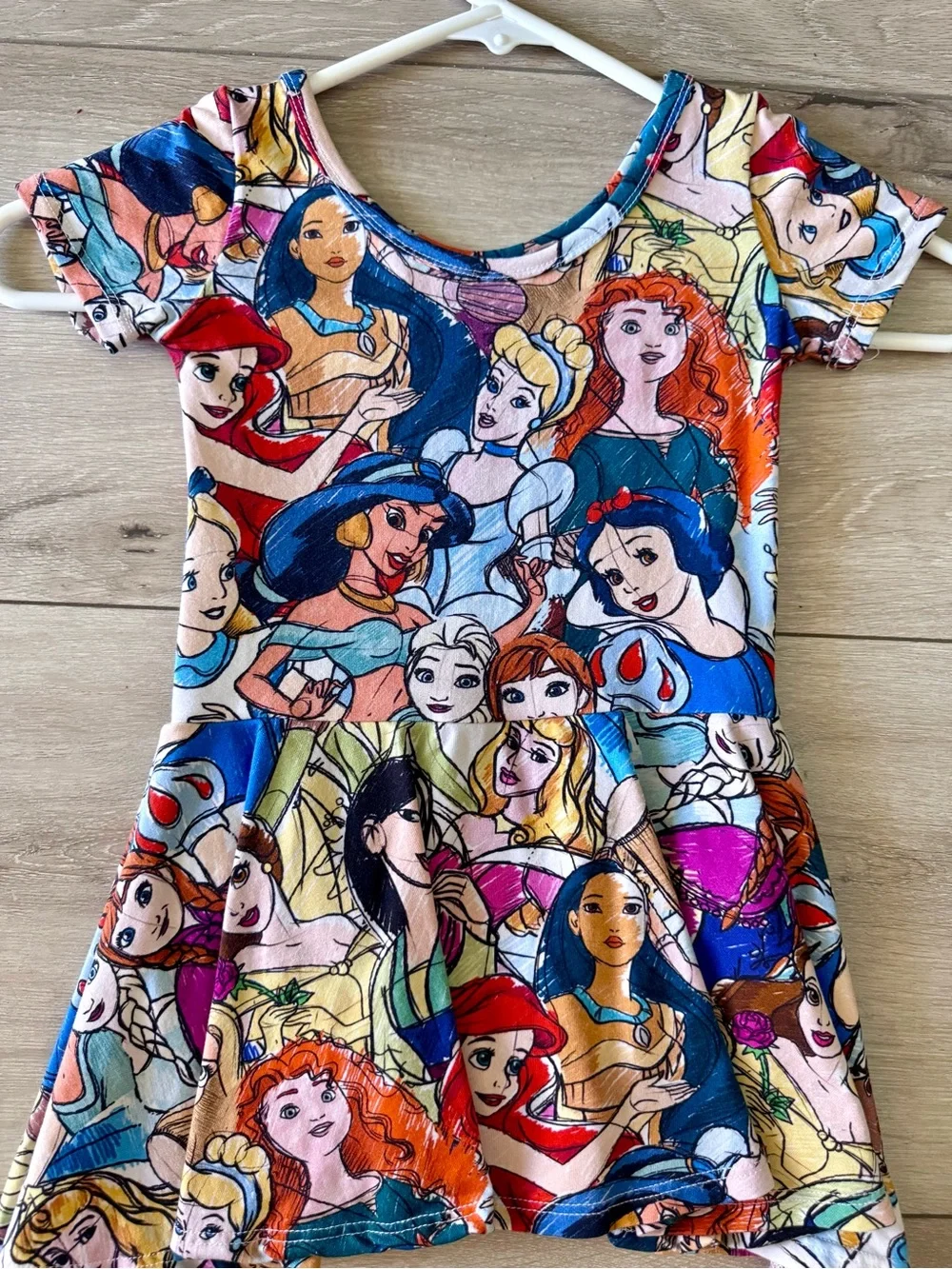 WILD RICH KIDS Girls' Multicolor Princess Print attached Skirted Leotard Dress